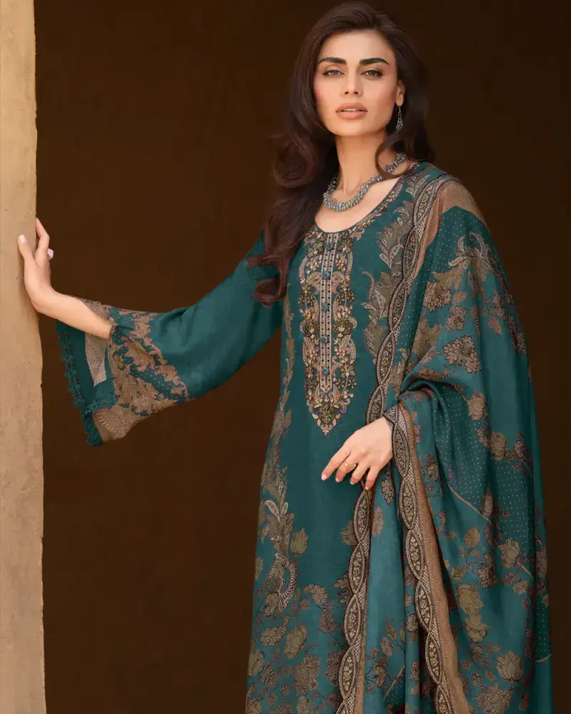 Peacock Green Cotton Suit