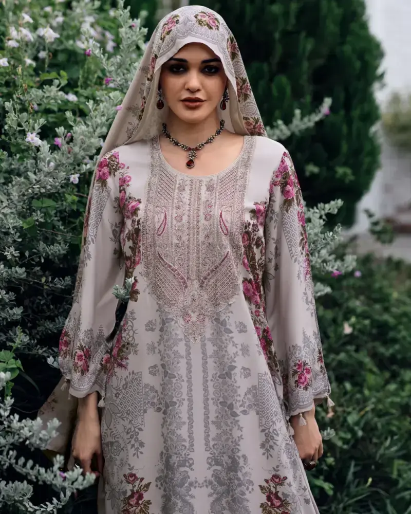Grey Viscose Pashmina Suit