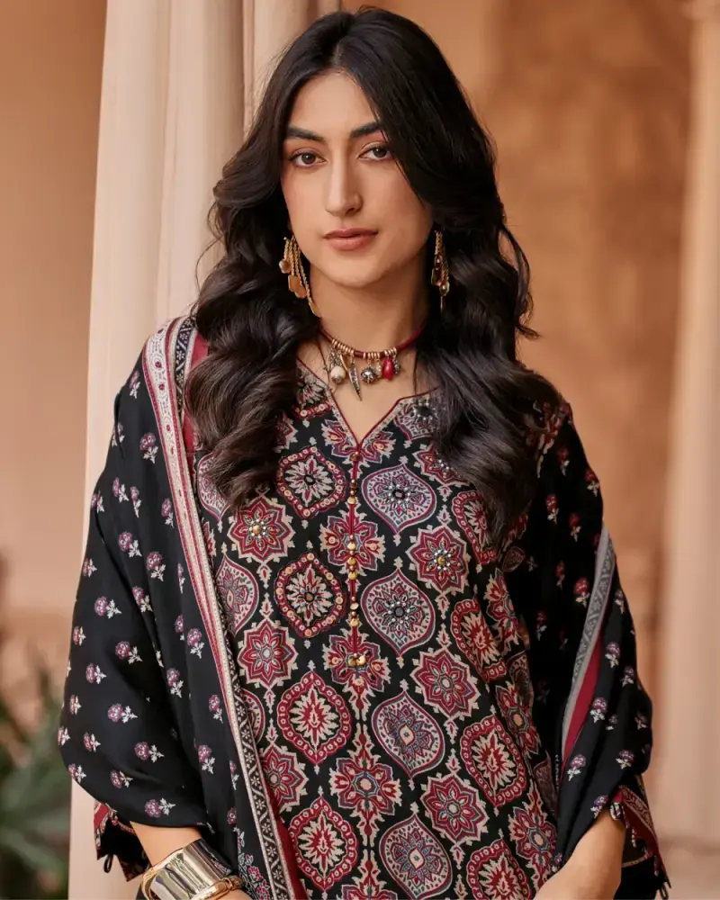 Black Fancy Cotton Suit