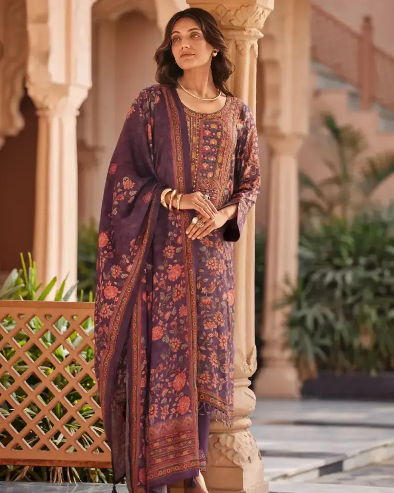 Dusky Purple Muslin Salwar Suit