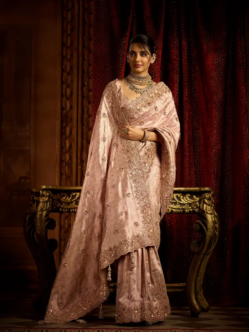 Pure Soft Tissue Silk Saree with Handwork & Intricate Weaving