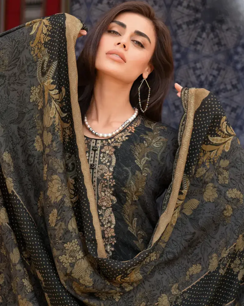 Black & Gold Floral Printed Suit