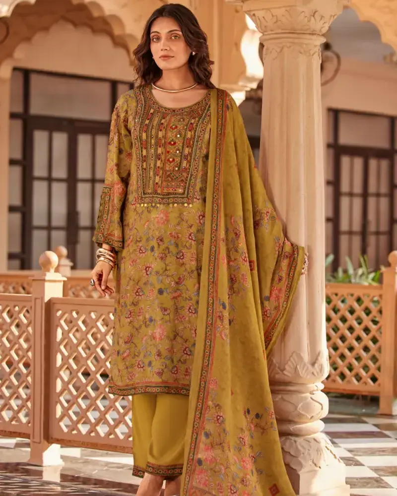 Mustard Muslin Salwar Suit