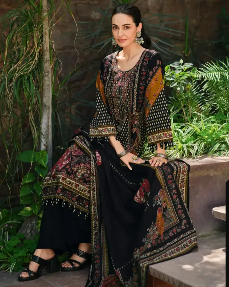 Black Fancy Cotton Summer Suit
