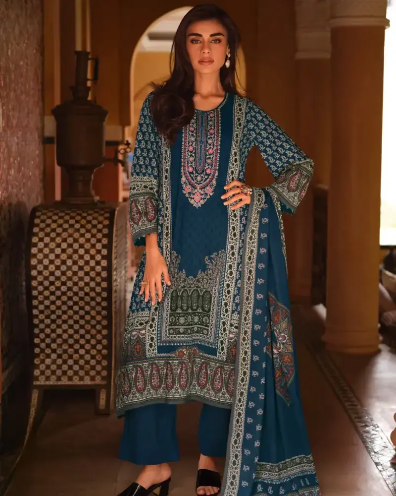 Navy Blue Fancy Cotton Salwar