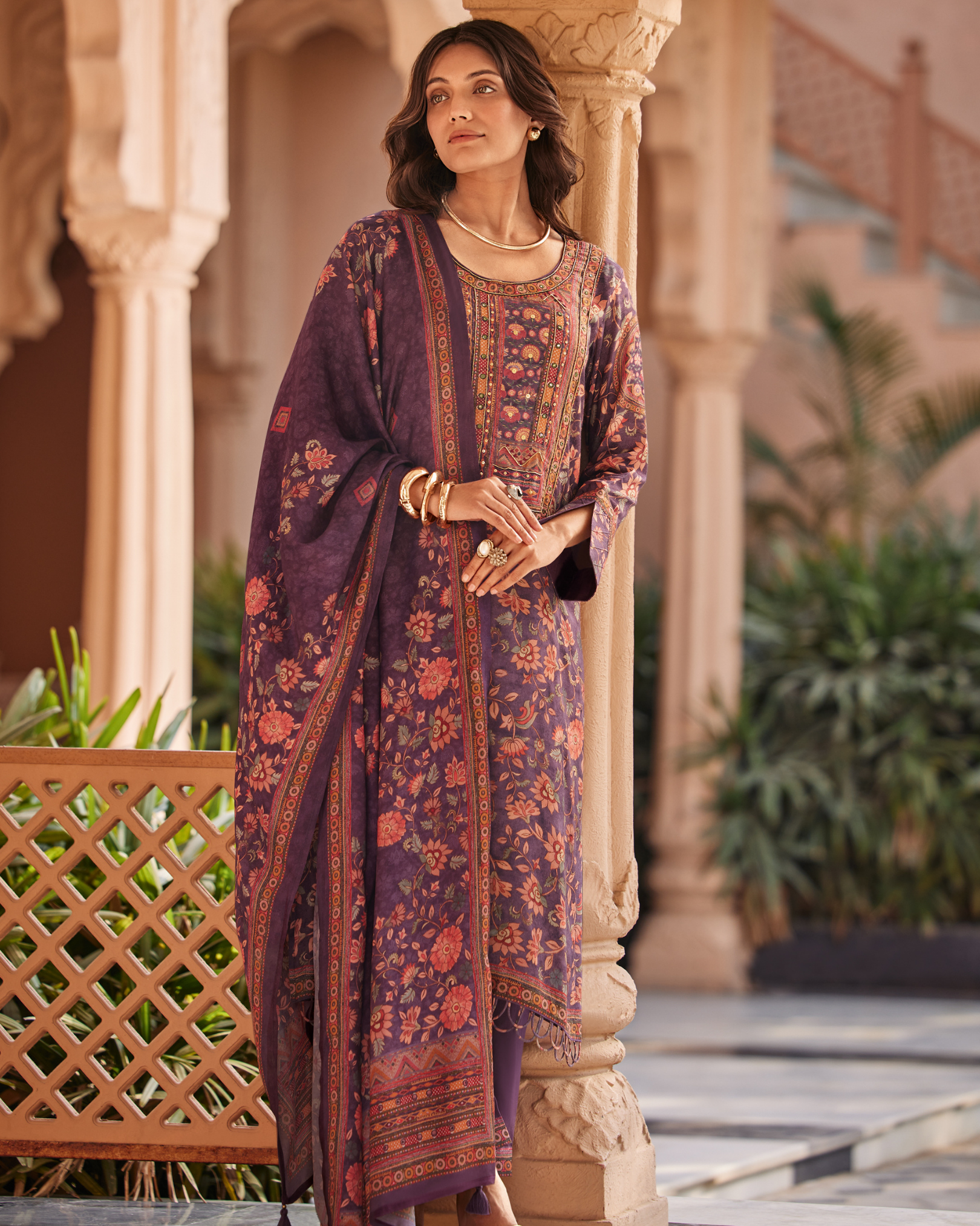 Dusky Purple Muslin Salwar Suit