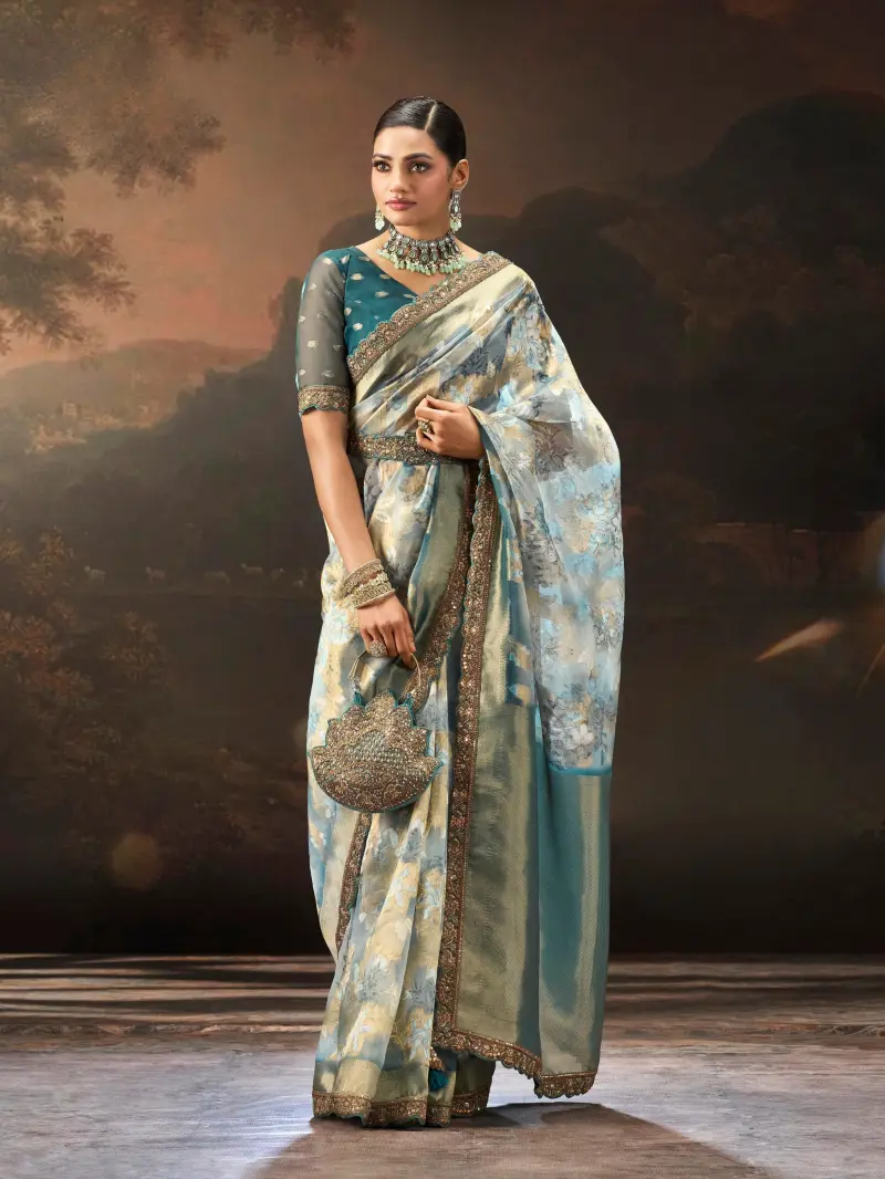 Tissue Saree with Gold Undertones
