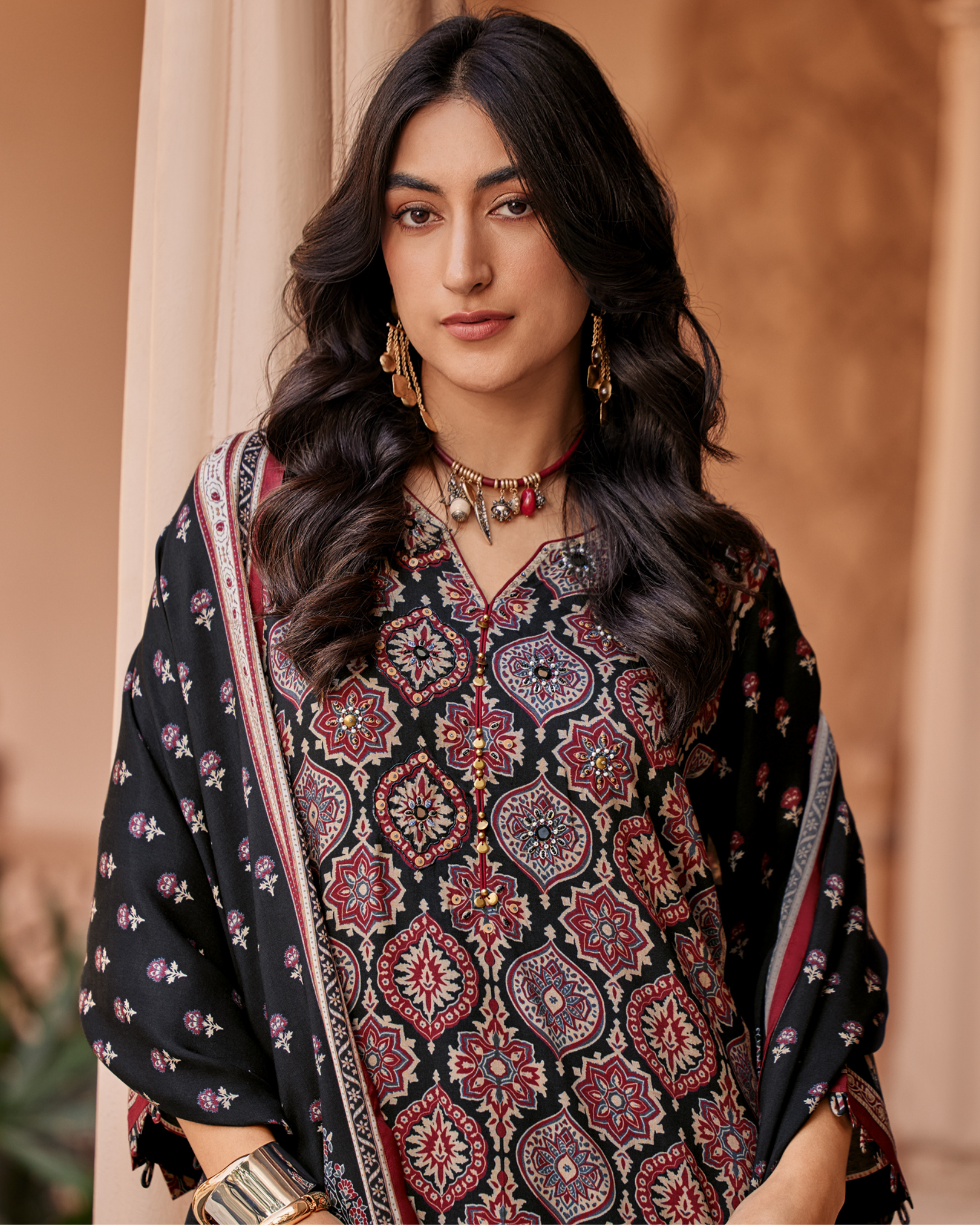 Black Fancy Cotton Ladies Suit