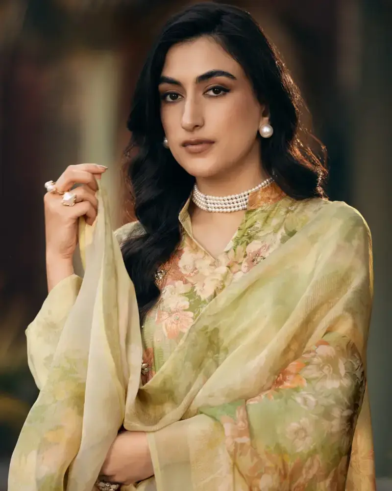 Pista Green Elegant Muslin Suit