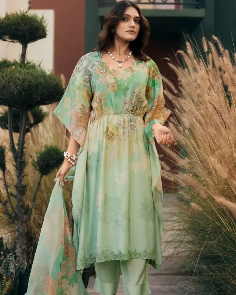 Sea Green Elegant Muslin suit